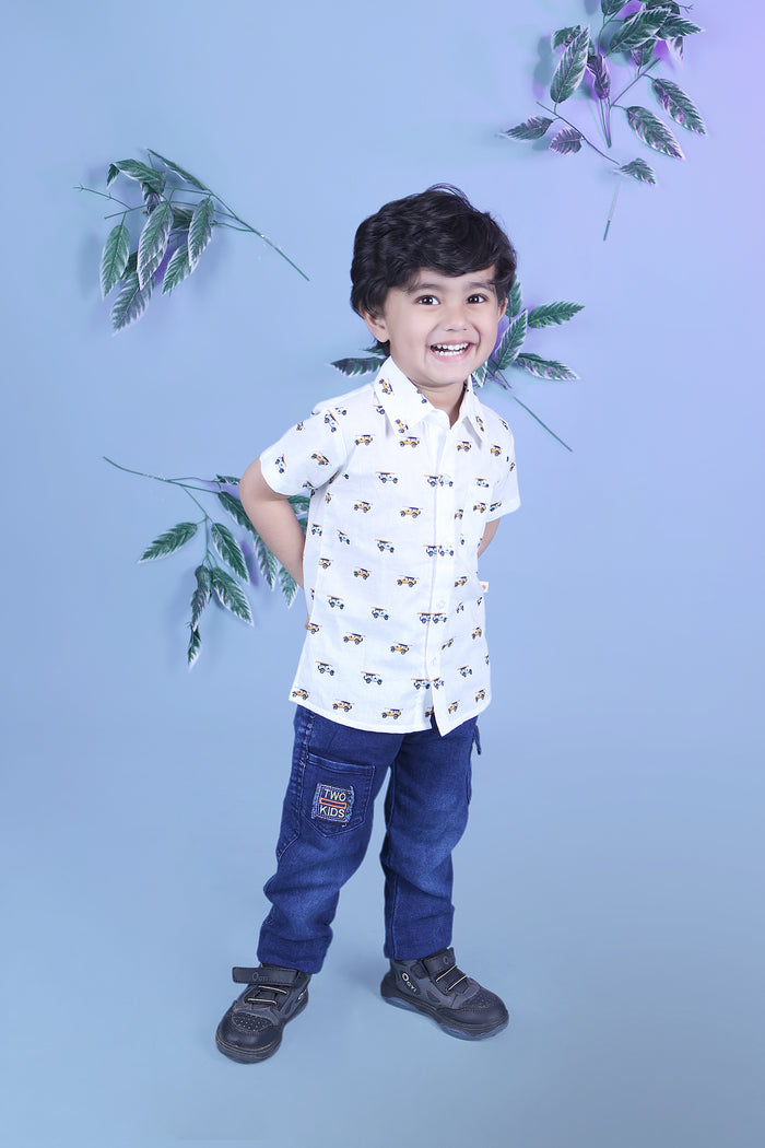 Boys summer cool cotton printed shirt