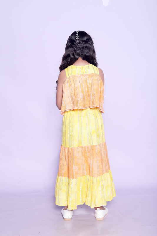 Yellow Orange Dual Shade Lehenga Set