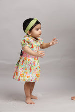 Multicolour Flowered Green Dress