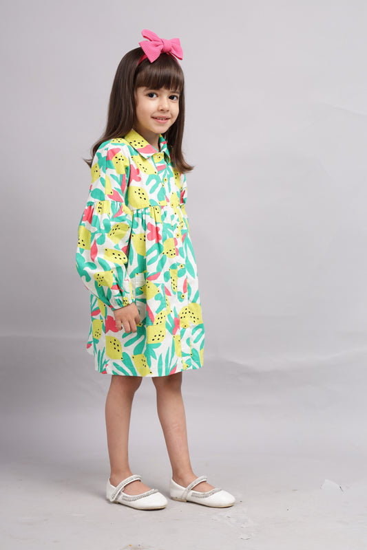 Green Shirt Dress for Girls