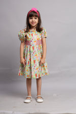Green Puffed Sleeve Dress