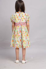 Green Puffed Sleeve Dress