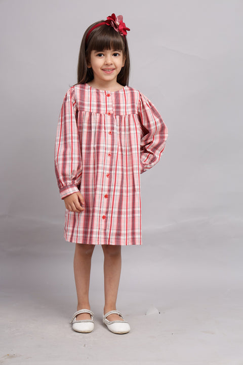 Multicolour Striped Full Sleeves Cotton Lurex Dress