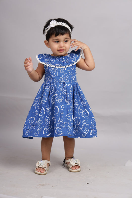 Royal Blue Dress with white print