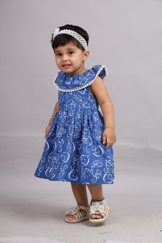 Royal Blue Dress with white print