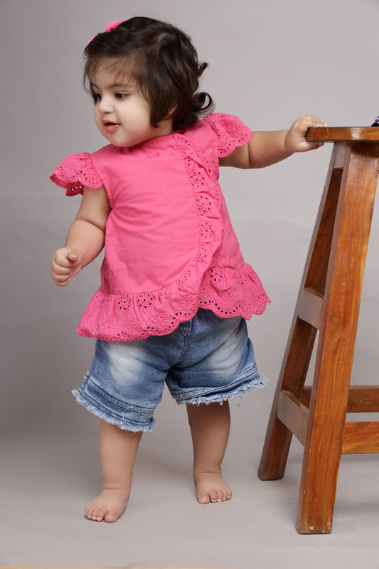 Hot Pink Side Frilled Top