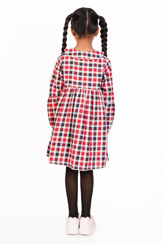 Multicolour Checked Full Sleeves Dress