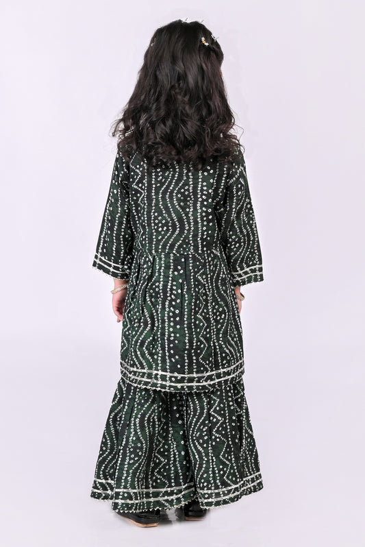Green Bandhej Sharara Set