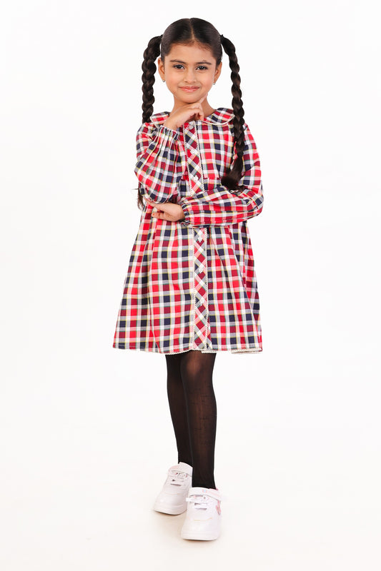 Multicolour Checked Full Sleeves Dress