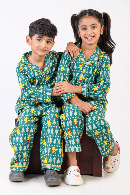 Pikachu Printed Nightsuit-Green