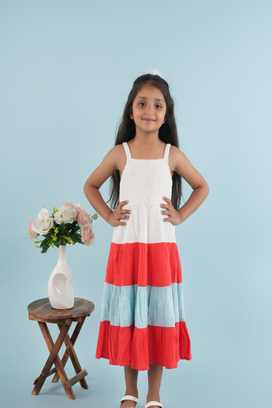 Pretty multi colour smoking one piece dress
