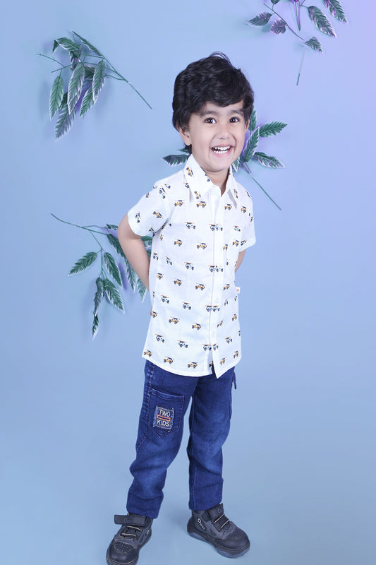 Boys summer cool cotton printed shirt