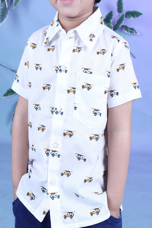 Boys summer cool cotton printed shirt
