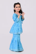 Blue Bandhej Sharara Set