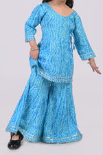 Blue Bandhej Sharara Set