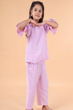 PLAYFUL COTTON PURPULE COORD SET