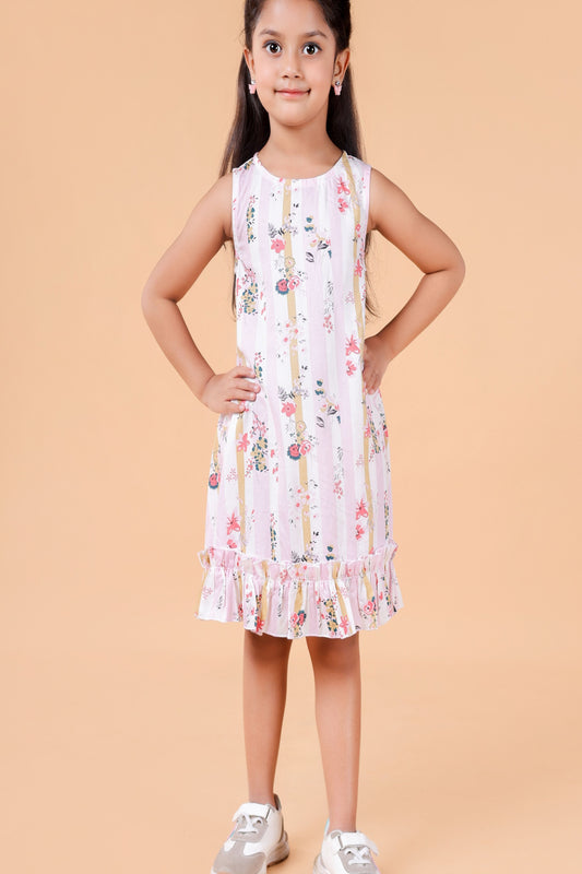 SUMMER COOL PRINTED PINK DRESS