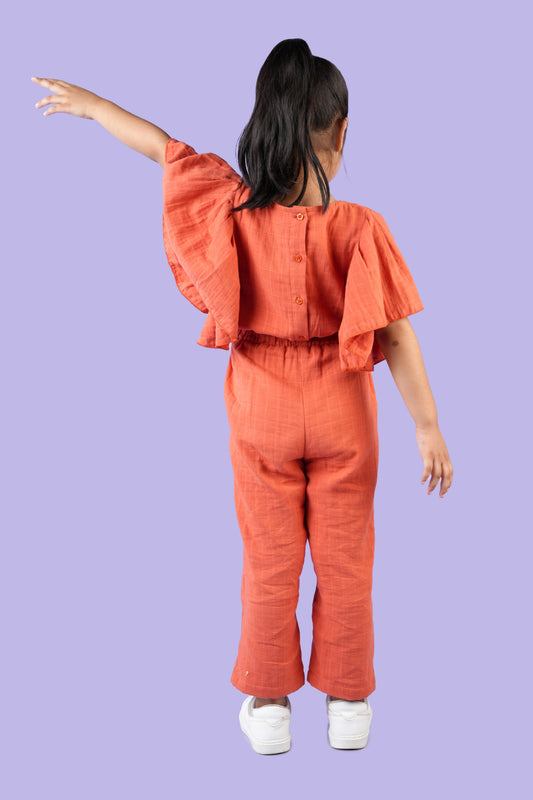 Rust Textured Jumpsuit