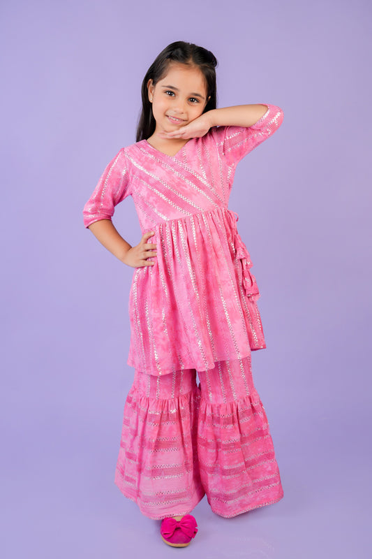 Pink Tie-Dye Sharara Set