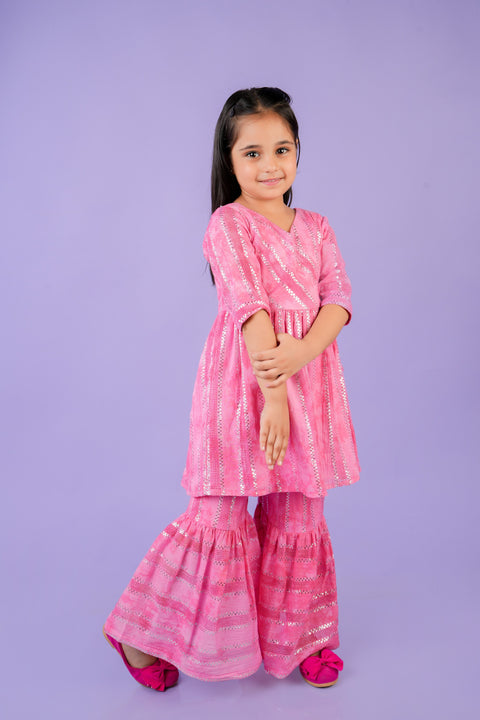Pink Tie-Dye Sharara Set