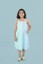 Nature Nook Kids Girls Shoulder Straps Striped Print Fit & Flare Dress