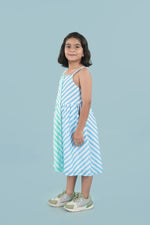 Nature Nook Kids Girls Shoulder Straps Striped Print Fit & Flare Dress