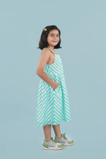 Nature Nook Kids Girls Shoulder Straps Striped Print Fit & Flare Dress