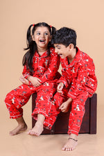 Christmas Character Printed Nightsuit- Red