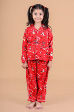 Christmas Character Printed Nightsuit- Red