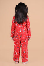 Christmas Character Printed Nightsuit- Red