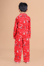 Christmas Character Printed Nightsuit- Red