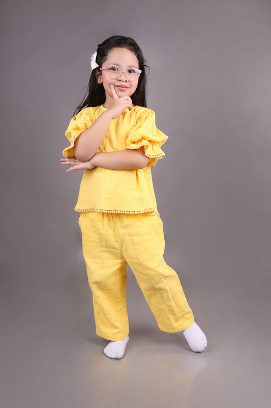 Yellow Double Cloth Co-ord Set
