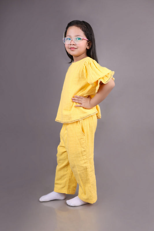 Yellow Double Cloth Co-ord Set