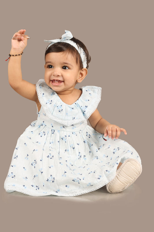 Light Blue Dobby Printed Dress