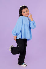 Double Cloth Cotton Sky Blue Top