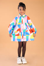 Multicolour Abstract Print Full Sleeves Dress