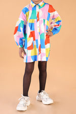 Multicolour Abstract Print Full Sleeves Dress